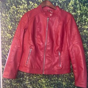 Women's Classic Red Leather Jacket